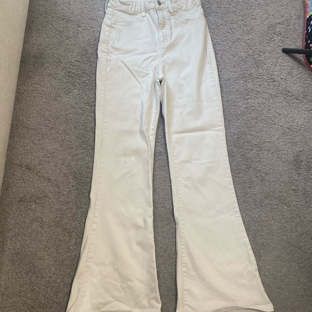 Cello Cream Pants with flare boot cut and high waist stretchy